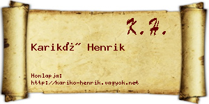 Karikó Henrik névjegykártya